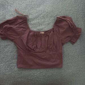 Elegant Maroon Puff Sleeve Blouse